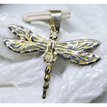 Minimalist Dragonfly Pendant Charm Vintage Style Dainty Silver Tone - $11.76