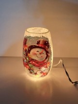 Frosted Glass Indoor Snowman Light Table Lamp Christmas Decoration Vase Lights - £21.92 GBP