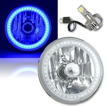 5-3/4&quot; H5006 H5001 Crystal SMD Blue Halo H4 Headlight w/ 18/24w LED Bulb EACH - £75.91 GBP