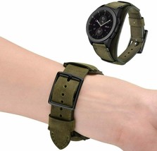 Samsung Gear S3 Frontier/Classic 22mm/Galaxy 46mm Watch Band Leather Army Green - £49.83 GBP