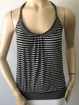 ELLA MOSS Black &amp; Heather Gray Striped Sleeveless Pullover Tank Top (Size S) - £9.40 GBP