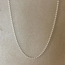 Women&#39;s 14k White Gold Bead Chain Necklace 16.14 inch, 1.50 mm Width, Handmade - $331.20