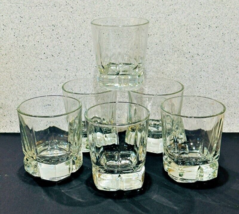Libbey Square Whiskey Rocks Glasses 6 Clear Weighted Bottom Side Slits 4 Inch - £16.91 GBP