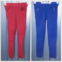 Juniors Size Small Moto Skinny Pants Lot Red And Blue Edgy Back To School - $19.80