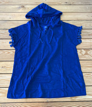 Belle Beach Kim Gravel NWOT Women’s Slub Knit hoodie W/ Tassle trim 2XS Blue AT - £12.56 GBP