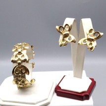 Vintage Bergere Gold Tone Link Bracelet and Matching Clip On Earrings, Elegant P - £60.18 GBP