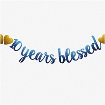 10 Years Blissful Blue Glitter Banner - Pre-Strung, Perfect for 10th Bir... - £21.39 GBP