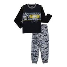Batman Boys Long Sleeved Cuffed Pants 2 Piece Pajama Set Black Sizes 4/5... - $18.99