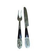 Siam Thailand cocktail fork &amp; Spreader set 2 brown and black handle Bron... - $16.81 CAD