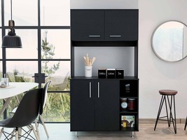 71" Modern Black Pantry Cabinet with Three Storage Shelves - $9,971.24 MXN