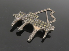 925 Sterling Silver - Vintage Sparkling Marcasite Grand Piano Brooch Pin- BP3356 - £27.76 GBP