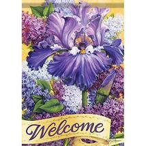 Lilac Blossom Welcome Garden Flag - 2 Sided Message,12&quot; x 18&quot; - £18.37 GBP