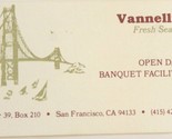 Vannelli&#39;s Seafood Restaurant Vintage Business Card San Francisco Califo... - £3.13 GBP