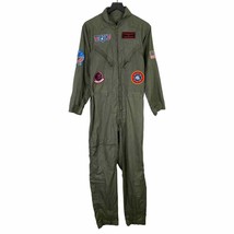 Top Gun Flight Suit Costume S/M Men&#39;s Halloween Fighter Pilot Leg Avenue Green - £35.23 GBP