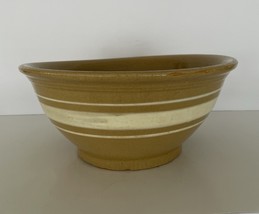 Antique Yellow Ware Bowl 10 1/4’ White Stripes Late 1800’s Farmhouse Pri... - $36.49