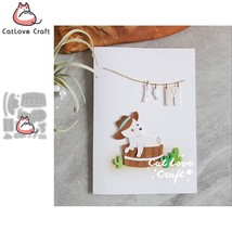 Puppy Dog Hat Clothesline Wood Tub Metal Cutting Dies Scrapbooking Card ... - $9.52