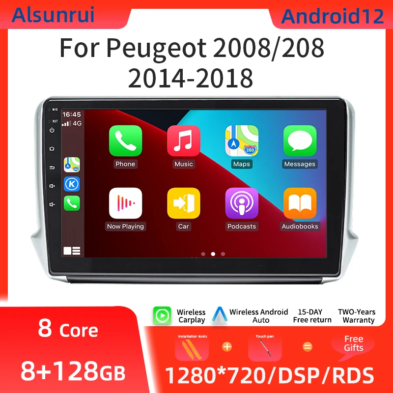 Android 12 Carplay Multimedia Radio For PEUGEOT 208 sw 208 2002-2013 Video - £91.98 GBP+