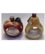 Tea Light Votive Candle Holder Pear Apple Porcelain Fruit - £11.76 GBP