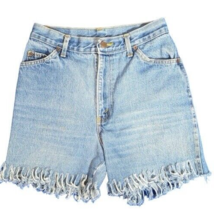Vintage 90s Chic Blue Wash High Waisted Rise Denim Jean Shorts 12/13 Aprox 29x5 - £35.30 GBP