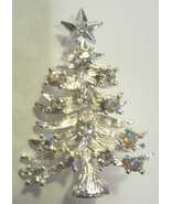 EISENBERG ICE Silver Christmas Tree Brooch Pin Aurora Borealis Stones Vi... - $47.93 CAD