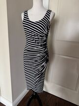 Bailey 44 Black White Stripe Tank Dress Wrap Front SZ M Made in USA - $78.21