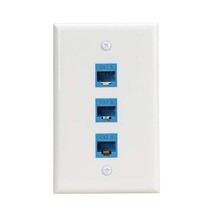 3 Port Ethernet Wall Plate,Cat 6 Wall Plate Female-Female Compatible Wit... - £14.87 GBP