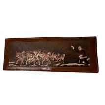 1950&#39;s WALES NOS Tooled Leather Bifold Alaska Eskimo Scene Dog Sled Wallet - $516.69 MXN