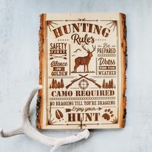 Hunting Rules Live Edge Board Wooden Decor/Sign 13" tall x 10 1/2" wide - £26.57 GBP