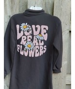 New Zara Girl Love Real Flowers Black Sweatshirt Style Dress SZ 11-12 - $33.24