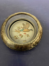 Frank M Whiting pheasant glass coaster with silver edge - $36.58