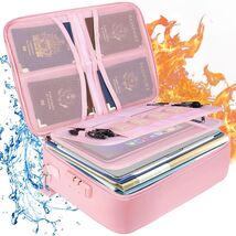 Stylish Pink Fireproof Document Bag - Portable, Waterproof with 12 Compa... - $57.37