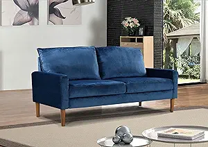 Petit Sofa Mid Century Modern Velvet Couch For Small Spaces, Upholstered... - £542.04 GBP