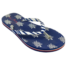 Vera Bradley Shoes Flip Flops Blue White Sea Turtles &amp; Stripes Women&#39;s 7/8B - £14.09 GBP