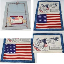 WWI Blue Silk Forget Me Not Eagle US Flag Authentic Original 14.5&quot; x 10.5&quot; - £54.65 GBP