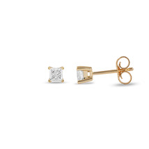 0.15Ct Princess Cut Natural Diamond Stud Earrings in 10K Yellow Gold - $119.98