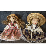 Two Elizabeth Austin Collection 5&quot; inch Porcelain Doll With Straw Hats - $10.00