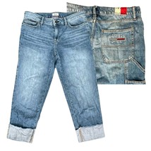 Tommy Hilfiger Copain Boyfriend Capri Cargo Jeans Size 8 Light Wash Logo... - $26.31