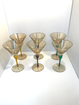 Martini Glasses Set of 6 Elegant Pier 1 Rioja Gold Scrolls Multicolor Jubilee - £67.73 GBP