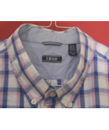 Izod Cotton Plaid Men&#39;s XL Button Up Shirt Yellow White Blue Purple - La... - $14.22 CAD