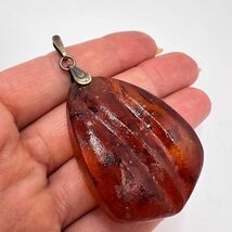 60s Baltic Amber Vintage 875 Silver Pendant Soviet Signed 12 gr - $150.00