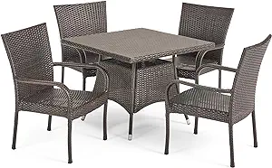 Christopher Knight Home Wesley Outdoor Wicker Dining Set, 5-Pcs Set, Mul... - £1,016.93 GBP
