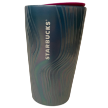 Starbucks Ceramic Cup 2022 Spring Blue Teal Swirl 12 Ounce Tumbler Pink Lid New - £20.96 GBP