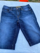 Seven7 Womens Jean Shorts Blue Stretch Medium Wash Pockets Whiskered Denim 12 - £11.59 GBP