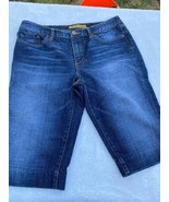 Seven7 Womens Jean Shorts Blue Stretch Medium Wash Pockets Whiskered Den... - £11.66 GBP