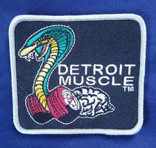 Vtg Detroit Muscle Ford Cobra Clothing Sew On Patch Hot Rat Rod Black Car Nos - £6.88 GBP