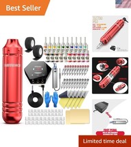 Versatile Tattoo Gun Kit - 105-Piece Set with Red Tattoo Machine for Beg... - €46,60 EUR