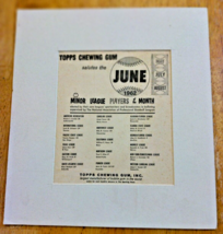 Vintage June 1962 Topps Chewing Gum Salutes Minor League Players Print Ad Matted - £13.85 GBP