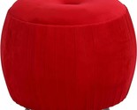 Cortesi Home Doles Round Ottoman with Clear Acrylic Legs, 16&quot; High, Red - £163.23 GBP