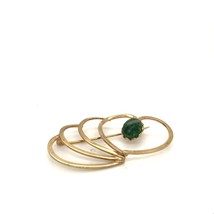 Vintage Signed 12k Gold Filled Premco Art Deco Open Heart with Jade Stone Brooch - £31.34 GBP