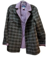Pendleton women&#39;s Wool blend jacket purple gray plaid M Medium buttons - £38.93 GBP